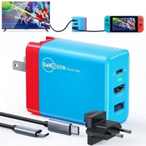 Station d’accueil TV pour Nintendo Switch 3en1 – adaptateur d’alimentation 65W GaN – HDMi 4K – USB-C – USB 3.2 – avec câble – 88001-EU-BR