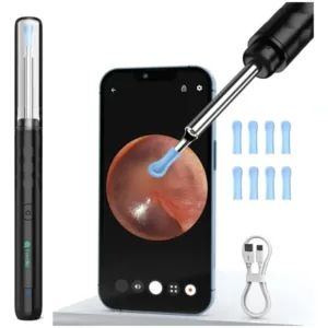 Outil Visuel d’élimination du cérumen – Caméra HD 360° – Batterie 230mAh – Puce haut de gamme et grand confort – Y12 – Noir