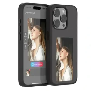 Coque à écran e-ink pour iPhone 14 Pro – Creative Case – Noir