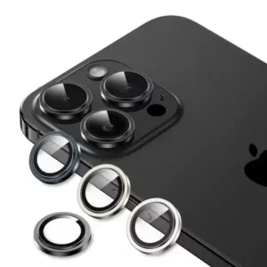 Protection d’appareil photo pour iPhone 15 Pro Max en HD – Compatible avec les coques – Anti-rayures, anti-reflet – Résistant à l’eau – Green Lion – Titanium Noir