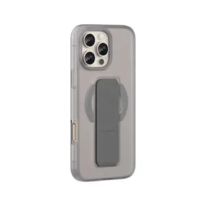 Coque MagSafe Pour iPhone16 Pro Max – Poignée en Cuir Pliable – Gris- Green Lion – GNGR3616PMGY