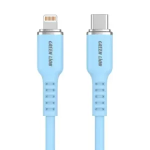 Câble USB-C vers Lightning en silicone Green Lion 1m – 18W – Charge et synchronisation – GNSILNTTLBL – Bleu