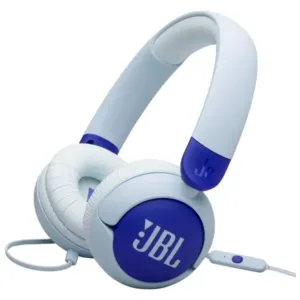 JBL Junior 320 – Casque Supra-auriculaire Filaire pour Enfants – Microphone intégré – Son pur en toute sécurité – Volume jusqu’à 85 DB – Coussinets Confortables – Bleu