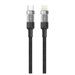 Câble USB-C vers Lightning tressé – Alimentation 30W – Longueur 1,2m – Porodo – Noir