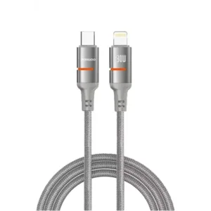 Câble tressé de charge rapide et transfert données Porodo – Type-C vers Lightning – 30W – 3m – PD-CBL0031-GY-L – Gris