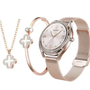 Montre Connectée Pour Femme HAINO TEKO TOP-14 – Bracelet + Chaine – Champagne