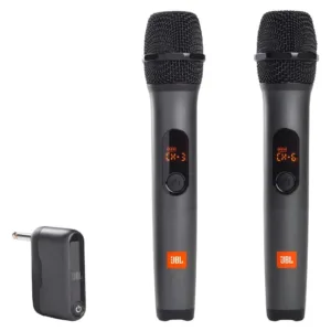 2 microphones sans fil Wifi JBL et récepteur UHF rechargeable – Compatible avec les enceintes JBL PartyBox – Noir