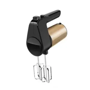 Nasco Batteur Electrique 300W/6 Vitesses/Revêtement En Bois/4Pcs/Ct – Noir/Or – HM9106-GS